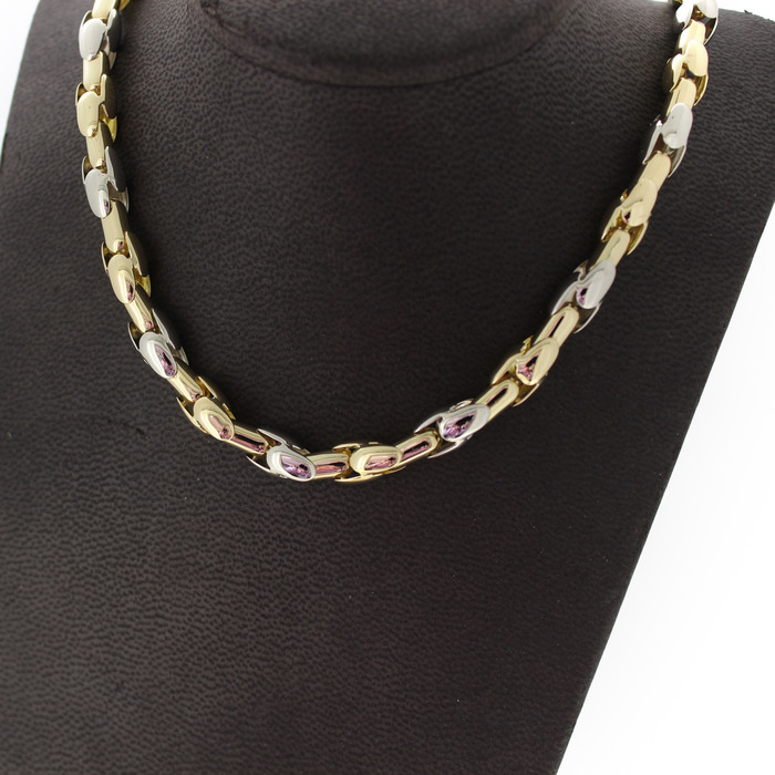 Collier Bicolor Wit Geelgoud 18 Karaat Tweedehands 81820-3105 Juwelier Clem Vercammen.jpg