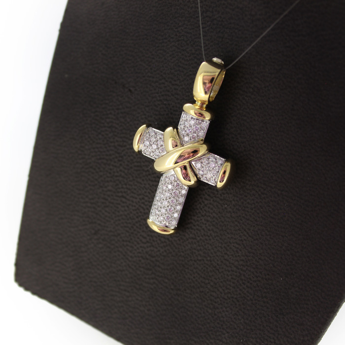 Hanger Kruis Bicolor Wit Geelgoud 18K Briljanten Tweedehands 81823-3108 Juwelier Clem Vercammen.jpg