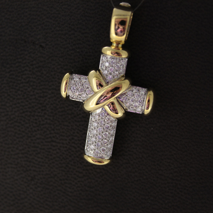 Hanger Kruis Bicolor Wit Geelgoud 18K Briljanten Tweedehands 81823-3108 Juwelier Clem Vercammen.jpg