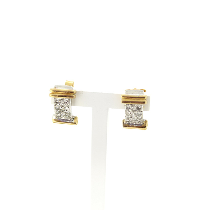 Oorsteker Bicolor Wit Geelgoud 18 Karaat Diamant 8-8 Cut Tweedehands 1379-3123 Juwelier Clem Vercammen.jpg