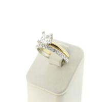 Juweel Solitaire ring bicolor 18K met princess cut en ring in witgoud 14K met briljanten '1062-3100-3101-TWDH' Juweel Solitaire ring bicolor 18K met princess cut en ring in witgoud 14K met briljanten '1062-3100-3101-TWDH'