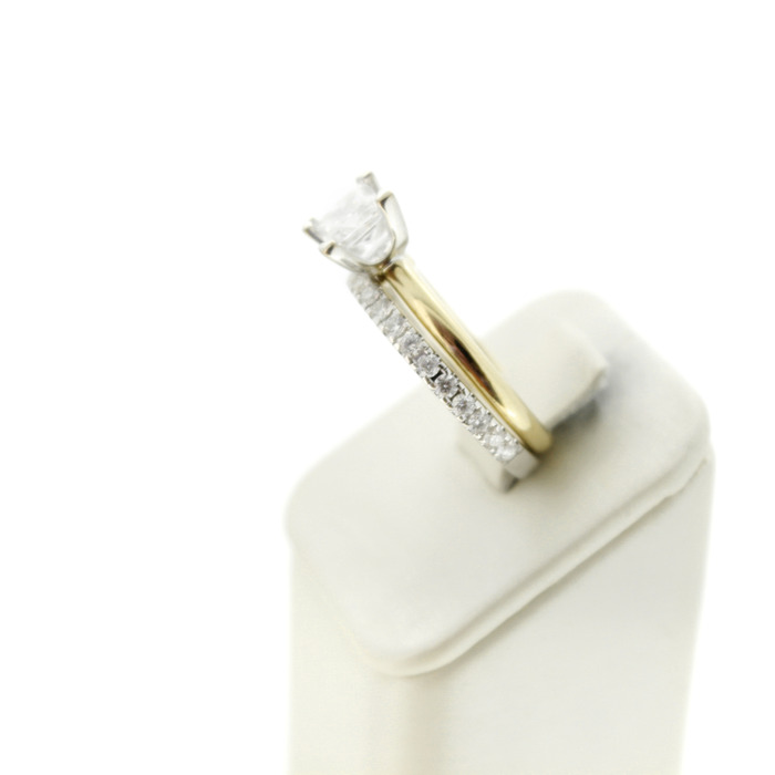 Ring set 2 Stuks Geelgoud 18K Witgoud 14K Princess Cut Briljanten Tweedehands 1062-3100-31001 Juwelier Clem Vercammen.jpg