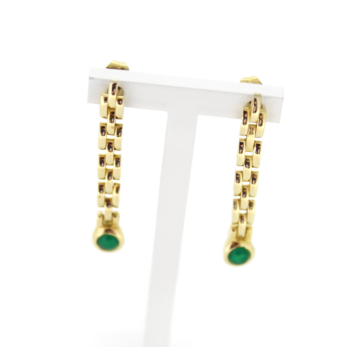 Oorstekers Geelgoud 18 Karaat Smaragt Tweedehands 81819-3089 Juwelier-Clem Vercammen.jpg