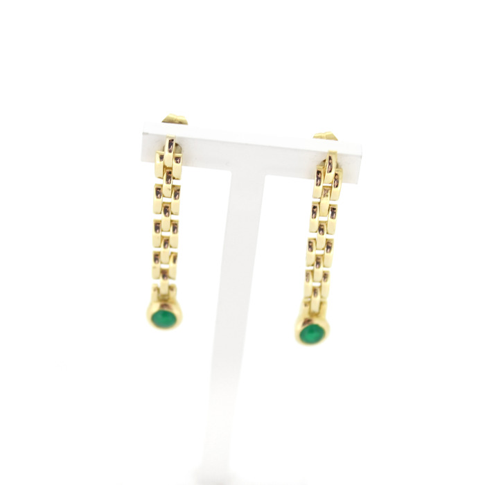 Oorstekers Geelgoud 18 Karaat Smaragt Tweedehands 81819-3089 Juwelier-Clem Vercammen.jpg