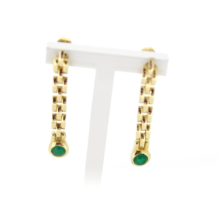 Oorstekers Geelgoud 18 Karaat Smaragt Tweedehands 81819-3089 Juwelier-Clem Vercammen.jpg