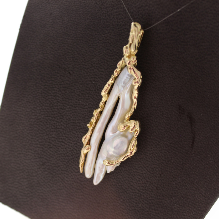 Hanger Geelgoud 18 Karaat Zoetwaterparel Tweedehands 81816-3086 Juwelier Clem Vercammen.jpg