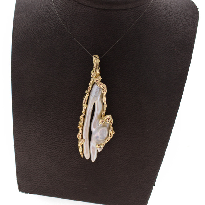 Hanger Geelgoud 18 Karaat Zoetwaterparel Tweedehands 81816-3086 Juwelier Clem Vercammen.jpg