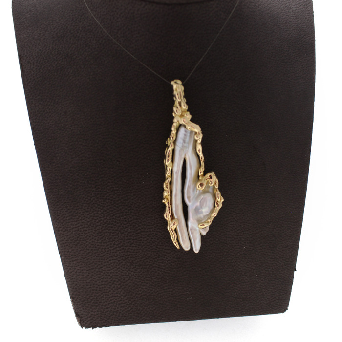 Hanger Geelgoud 18 Karaat Zoetwaterparel Tweedehands 81816-3086 Juwelier Clem Vercammen.jpg