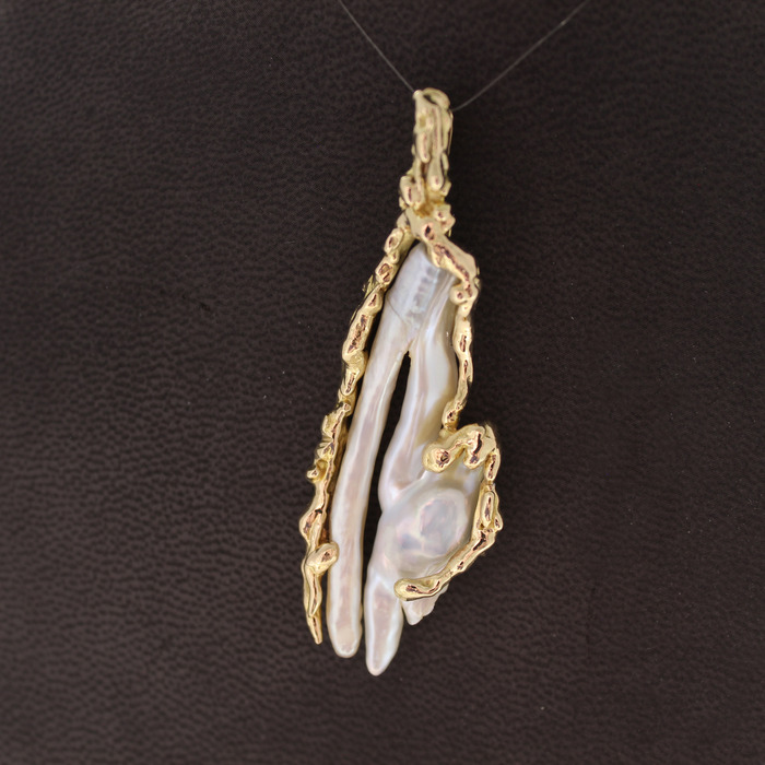 Hanger Geelgoud 18 Karaat Zoetwaterparel Tweedehands 81816-3086 Juwelier Clem Vercammen.jpg