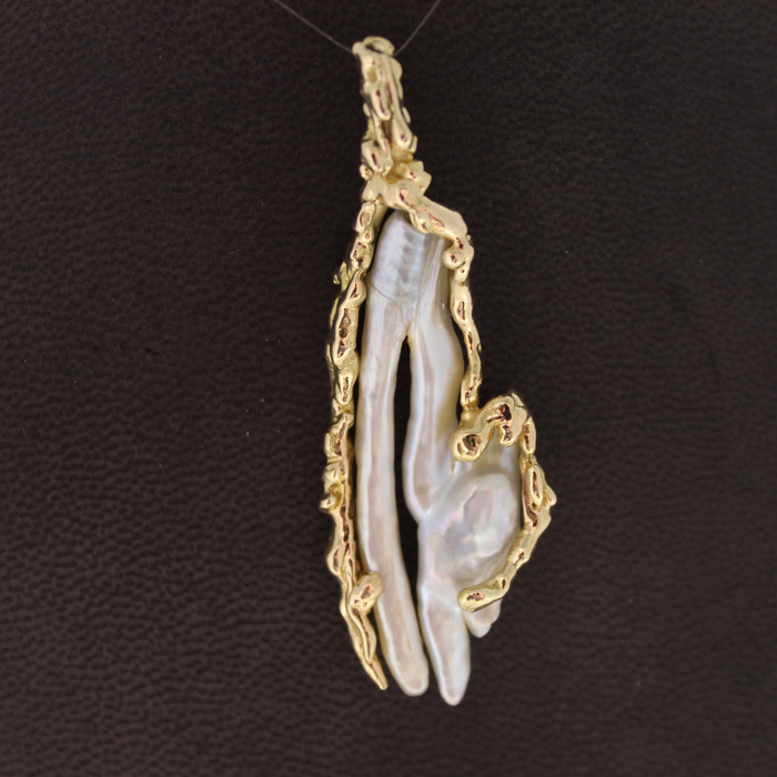 Hanger Geelgoud 18 Karaat Zoetwaterparel Tweedehands 81816-3086 Juwelier Clem Vercammen.jpg