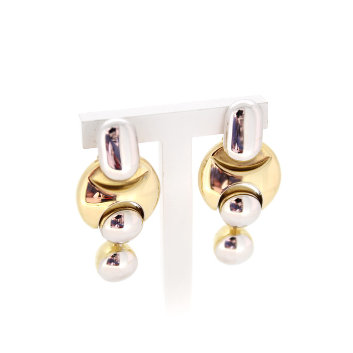 Oorstekers Baraka Bicolor Wit Geelgoud 18 Karaat Tweedehands 81811-3081 Juwelier Clem Vercammen.jpg