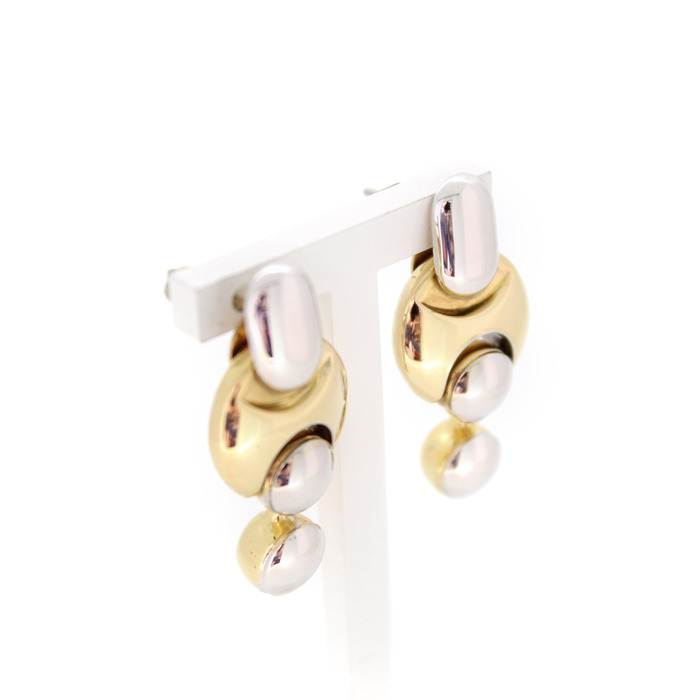 Oorstekers Baraka Bicolor Wit Geelgoud 18 Karaat Tweedehands 81811-3081 Juwelier Clem Vercammen.jpg