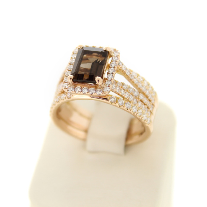 Ring Ros-goud 18 Karaat Smoky Quartz Briljanten Tweedehands 82837-3148 Juwelier Clem Vercammen.jpg