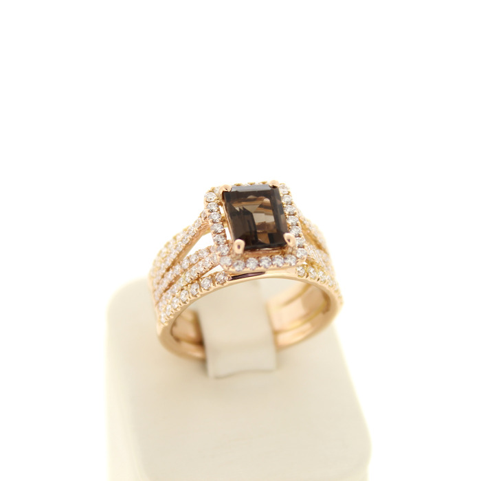 Ring Ros-goud 18 Karaat Smoky Quartz Briljanten Tweedehands 82837-3148 Juwelier Clem Vercammen.jpg