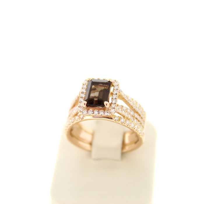 Ring Ros-goud 18 Karaat Smoky Quartz Briljanten Tweedehands 82837-3148 Juwelier Clem Vercammen.jpg