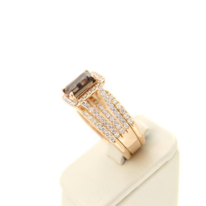 Ring Ros-goud 18 Karaat Smoky Quartz Briljanten Tweedehands 82837-3148 Juwelier Clem Vercammen.jpg