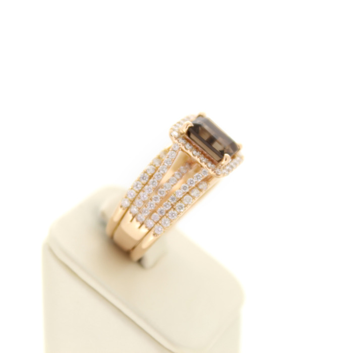 Ring Ros-goud 18 Karaat Smoky Quartz Briljanten Tweedehands 82837-3148 Juwelier Clem Vercammen.jpg
