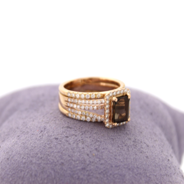 Ring Ros-goud 18 Karaat Smoky Quartz Briljanten Tweedehands 82837-3148 Juwelier Clem Vercammen.jpg