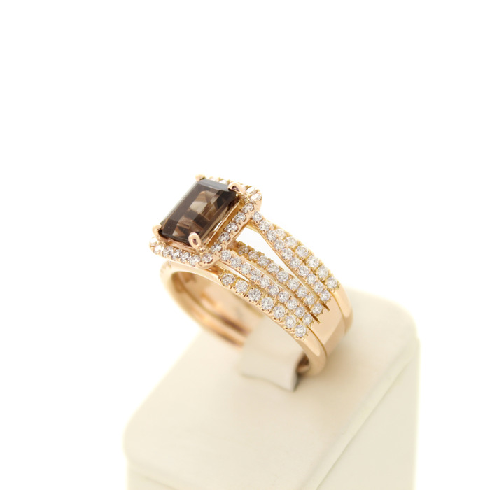 Ring Ros-goud 18 Karaat Smoky Quartz Briljanten Tweedehands 82837-3148 Juwelier Clem Vercammen.jpg