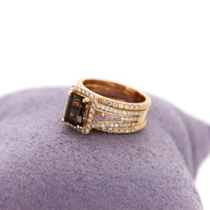 Ring Ros-goud 18 Karaat Smoky Quartz Briljanten Tweedehands 82837-3148 Juwelier Clem Vercammen.jpg