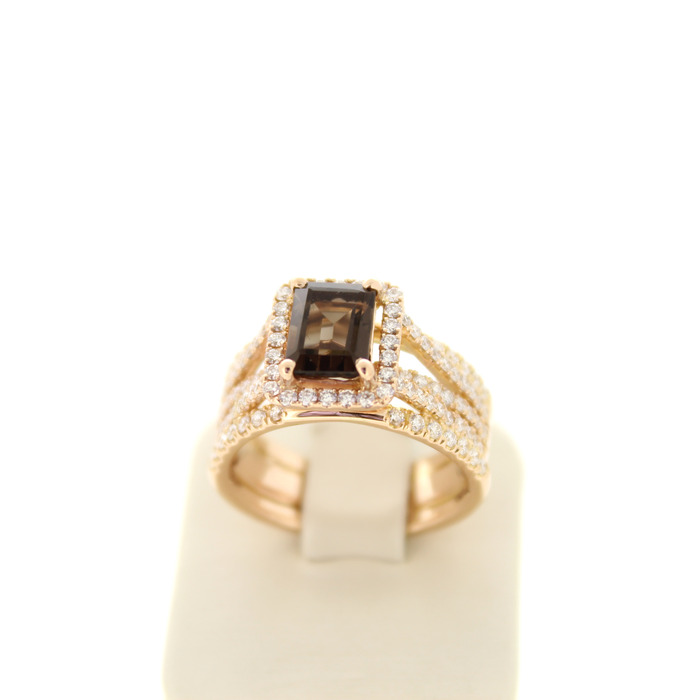 Ring Ros-goud 18 Karaat Smoky Quartz Briljanten Tweedehands 82837-3148 Juwelier Clem Vercammen.jpg