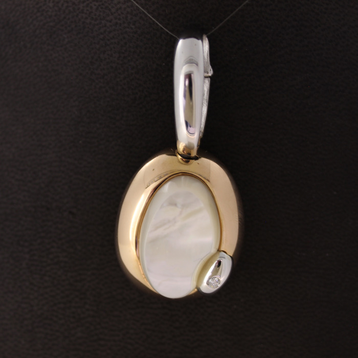 Hanger Talento Bicolor Wit Geelgoud 18 Karaat Briljant Nacre Tweedehands 2234-3206 Juwelier Clem Vercammen.jpg