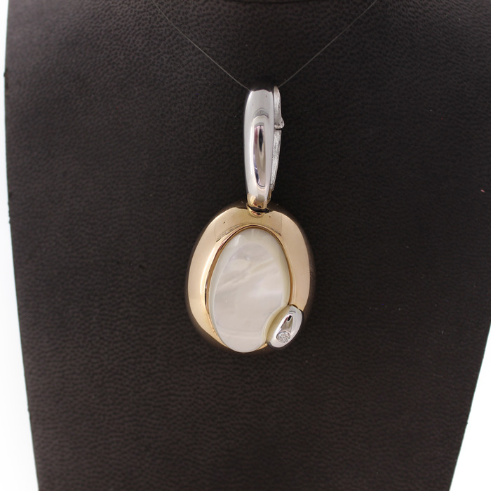 Hanger Talento Bicolor Wit Geelgoud 18 Karaat Briljant Nacre Tweedehands 2234-3206 Juwelier Clem Vercammen.jpg