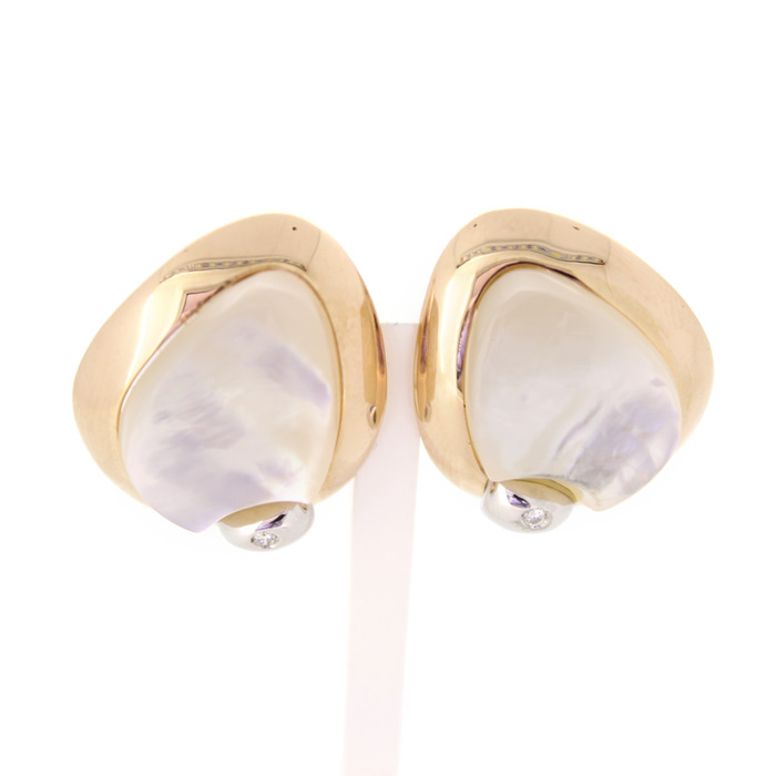 Oorstekers Talento Bicolor Wit Geelgoud 18 Karaat Briljant Nacre Tweedehands 2235-3207 Juwelier Clem Vercammen.jpg