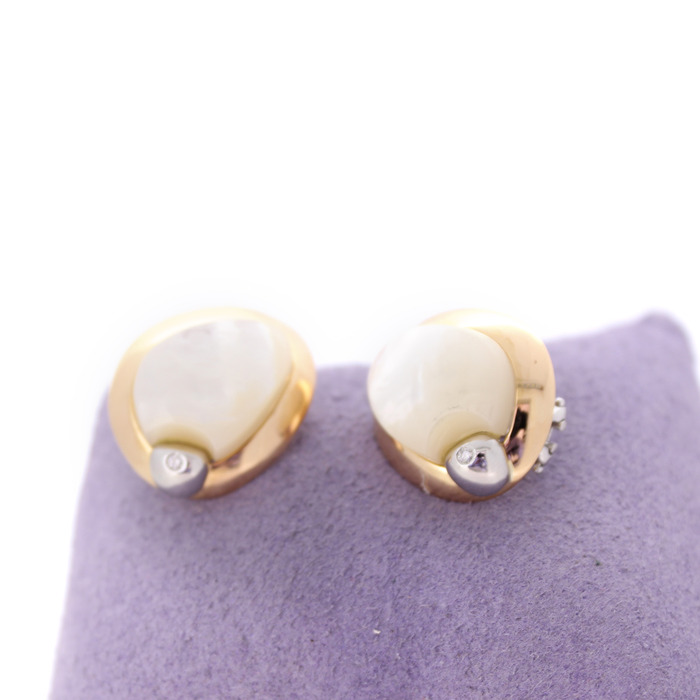 Oorstekers Talento Bicolor Wit Geelgoud 18 Karaat Briljant Nacre Tweedehands 2235-3207 Juwelier Clem Vercammen.jpg