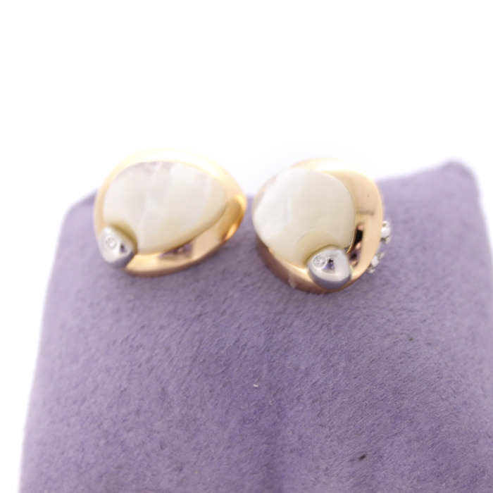 Oorstekers Talento Bicolor Wit Geelgoud 18 Karaat Briljant Nacre Tweedehands 2235-3207 Juwelier Clem Vercammen.jpg