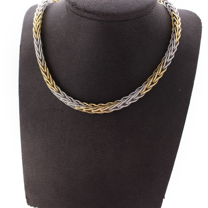 Collier Bicolor Wit Geelgoud 18 Karaat Tweedehands 2299-3209 Juwelier Clem Vercammen.jpg