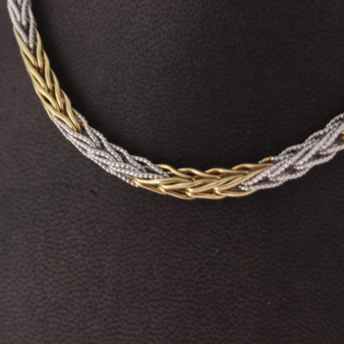 Collier Bicolor Wit Geelgoud 18 Karaat Tweedehands 2299-3209 Juwelier Clem Vercammen.jpg