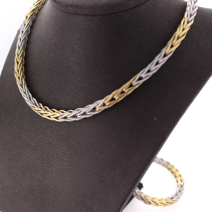 Collier Bicolor Wit Geelgoud 18 Karaat Tweedehands 2299-3209 Juwelier Clem Vercammen.jpg