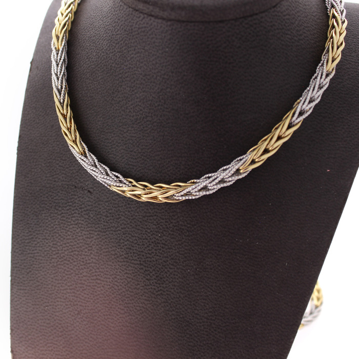 Collier Bicolor Wit Geelgoud 18 Karaat Tweedehands 2299-3209 Juwelier Clem Vercammen.jpg