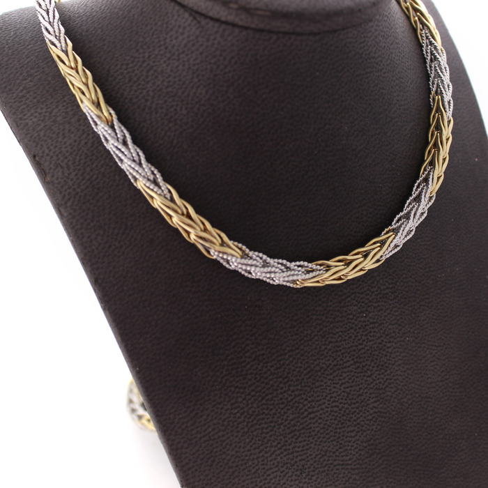 Collier Bicolor Wit Geelgoud 18 Karaat Tweedehands 2299-3209 Juwelier Clem Vercammen.jpg