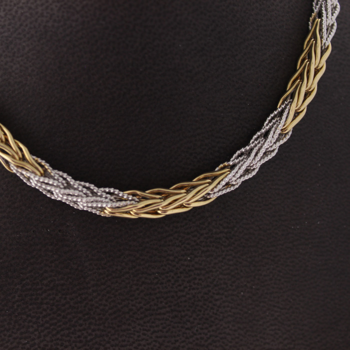 Collier Bicolor Wit Geelgoud 18 Karaat Tweedehands 2299-3209 Juwelier Clem Vercammen.jpg