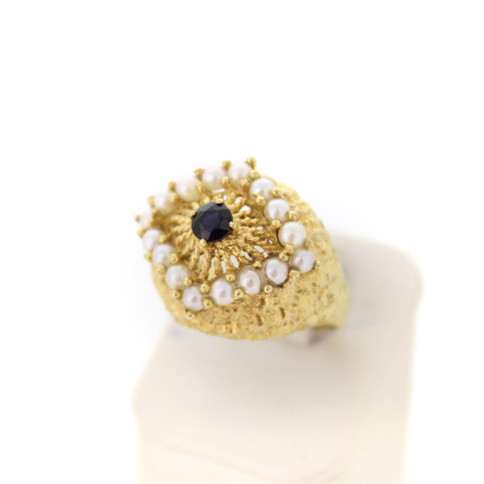 Vintage ring Geelgoud 18 Karaat Saffier Parels Tweedehands 2262-3202 Juwelier Clem Vercammen.jpg