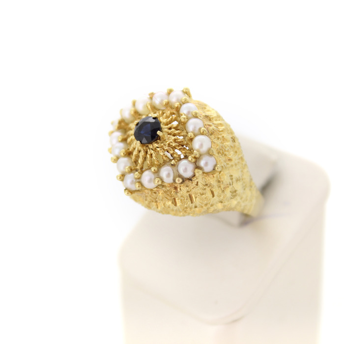 Vintage ring Geelgoud 18 Karaat Saffier Parels Tweedehands 2262-3202 Juwelier Clem Vercammen.jpg