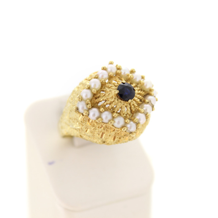 Vintage ring Geelgoud 18 Karaat Saffier Parels Tweedehands 2262-3202 Juwelier Clem Vercammen.jpg