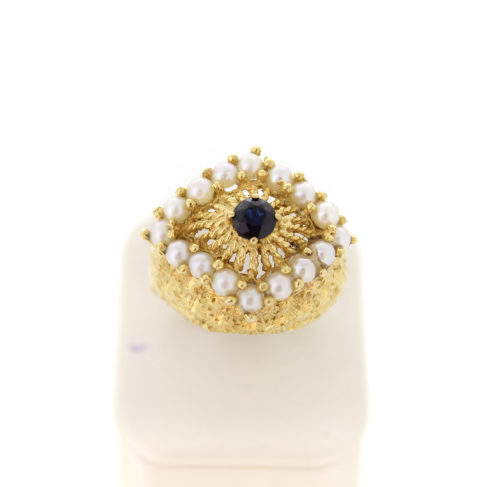 Vintage ring Geelgoud 18 Karaat Saffier Parels Tweedehands 2262-3202 Juwelier Clem Vercammen.jpg