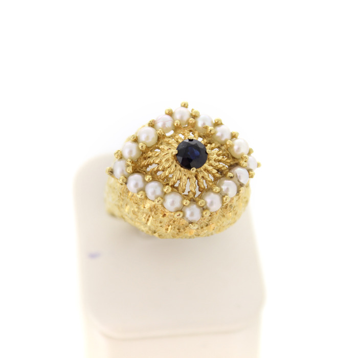 Vintage ring Geelgoud 18 Karaat Saffier Parels Tweedehands 2262-3202 Juwelier Clem Vercammen.jpg