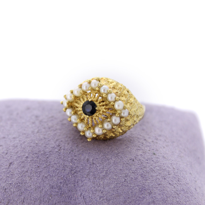 Vintage ring Geelgoud 18 Karaat Saffier Parels Tweedehands 2262-3202 Juwelier Clem Vercammen.jpg