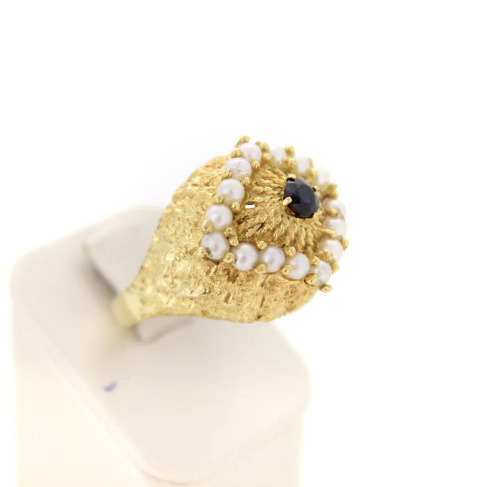 Vintage ring Geelgoud 18 Karaat Saffier Parels Tweedehands 2262-3202 Juwelier Clem Vercammen.jpg