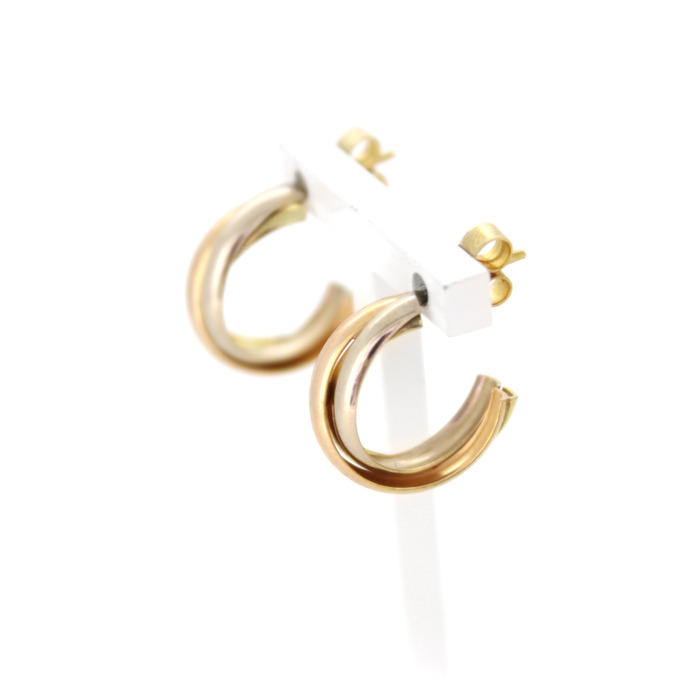 Oorstekers Caetier Tri Color Wit Rose Geelgoud 18Karaat-TWeedehands 2270-3199 Juwelier Clem Vercammen.jpg