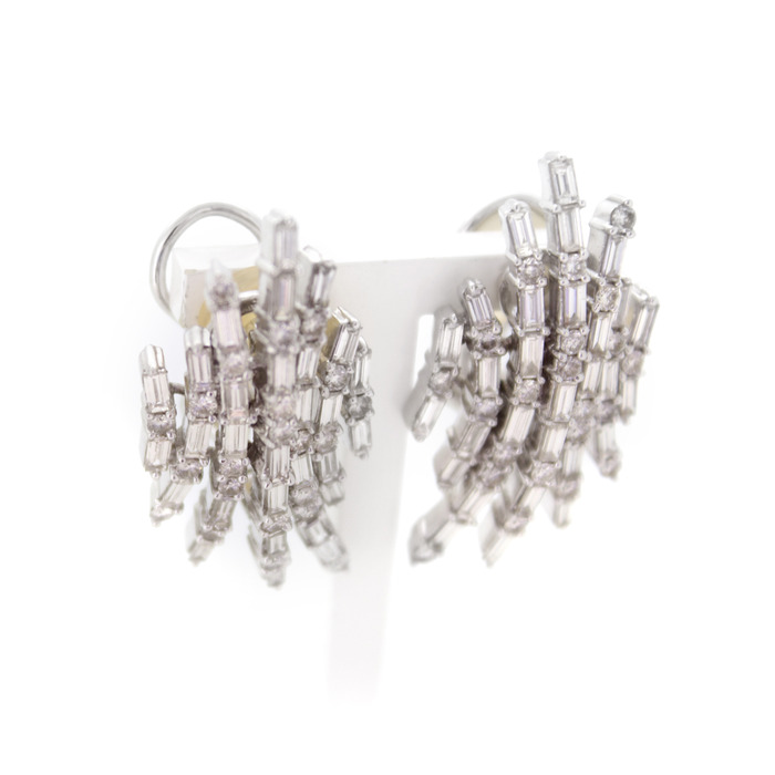 Oorbel Witgoud 18 Karaat Briljanten Baguetten Tweedehands 2287-3198 Juwelier Clem Vercammen.jpg