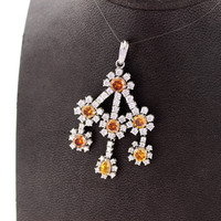 Juweel Hanger witgoud 18 karaat briljant en gele zirconia stenen '2195-3176-TWDH' Juweel Hanger witgoud 18 karaat briljant en gele zirconia stenen '2195-3176-TWDH'