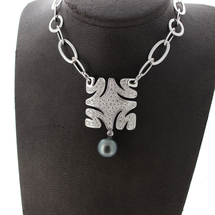 Collier Hulchi Belluni Witgoud 18 Karaat Tahiti Parel Briljanten Tweedehands 2198-3179 Juwelier Clem Vercammen.jpg