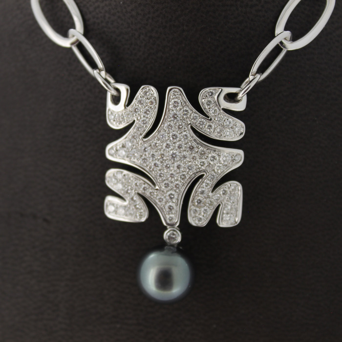 Collier Hulchi Belluni Witgoud 18 Karaat Tahiti Parel Briljanten Tweedehands 2198-3179 Juwelier Clem Vercammen.jpg