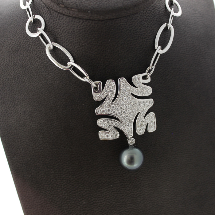 Collier Hulchi Belluni Witgoud 18 Karaat Tahiti Parel Briljanten Tweedehands 2198-3179 Juwelier Clem Vercammen.jpg