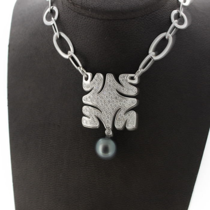 Collier Hulchi Belluni Witgoud 18 Karaat Tahiti Parel Briljanten Tweedehands 2198-3179 Juwelier Clem Vercammen.jpg